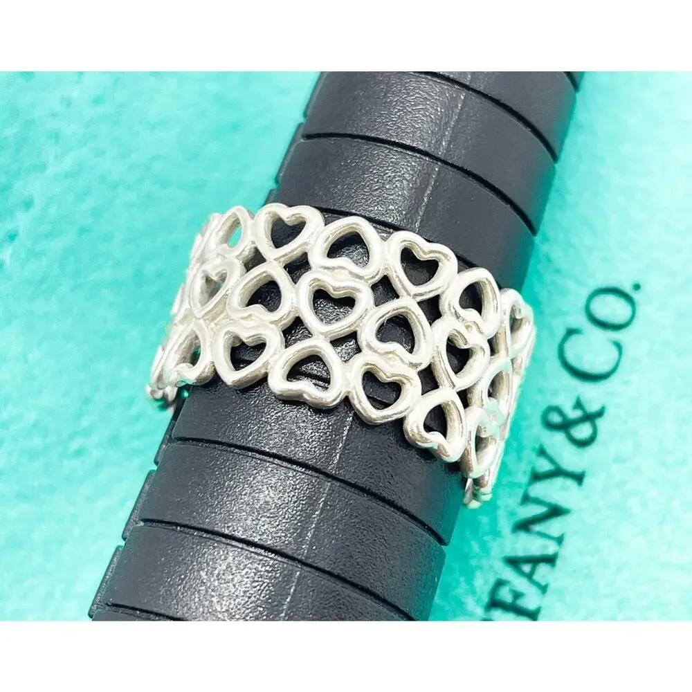 Tiffany & Co. Paloma Picasso Crown of Hearts Wide Ring Sterling Silver Size 7